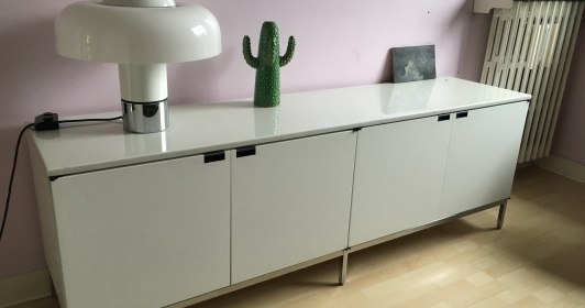 Sideboard enfilade Florence Knoll  marbre blanc