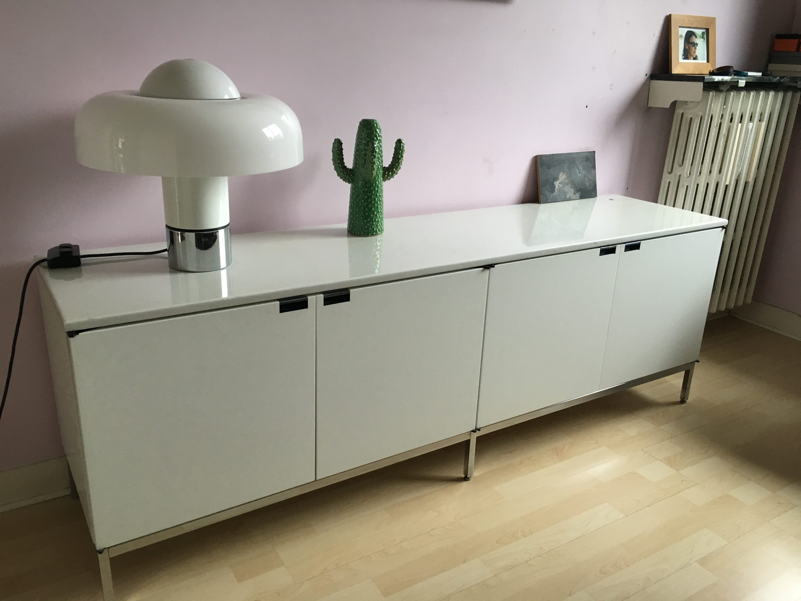 Sideboard enfilade Florence Knoll  marbre blanc